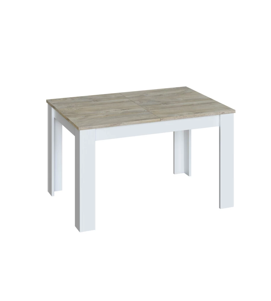 TAVOLO DA PRANZO ESTENSIBILE BIANCO E ROVERE, 140-190X90X78 CM